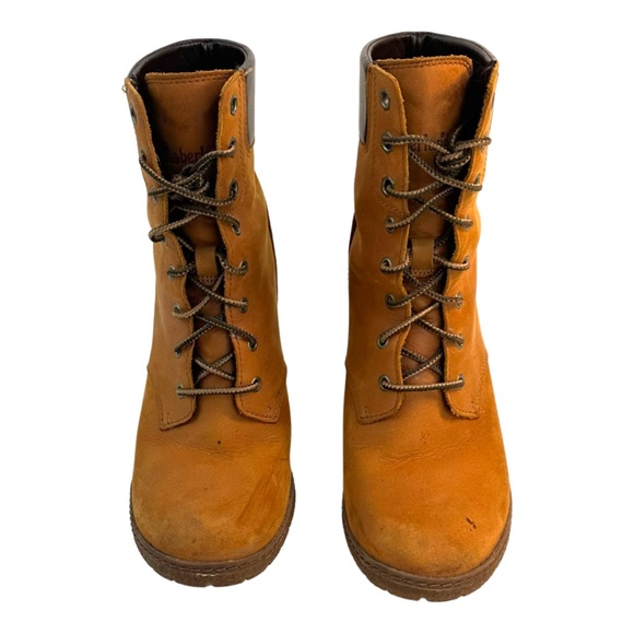 Timberland Women Glancy Ankle Bootie Lace Up Leather Color:Wheat Nubuck Size:5.5 - Picture 3 of 11